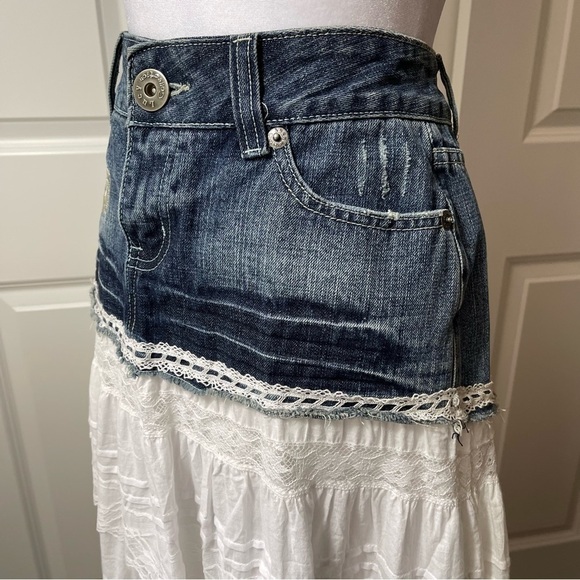 NWT Lucy Paris Denim and Lace Western Layered Skirt - Picture 3 of 16